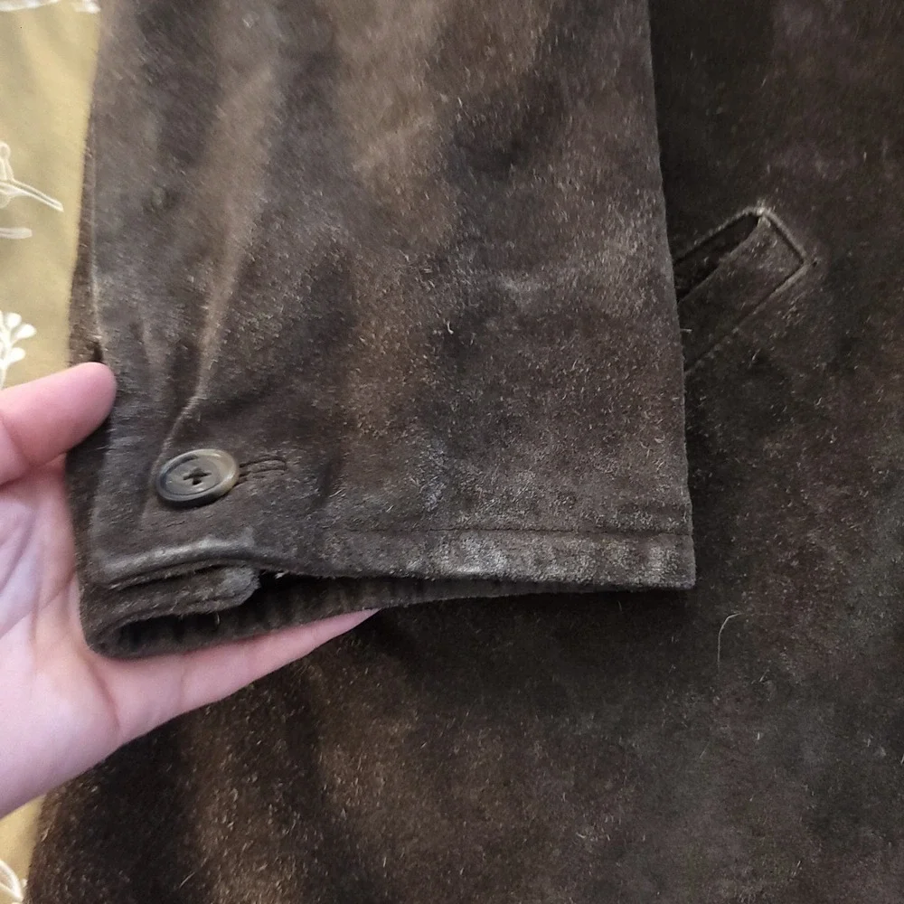 J. Crew Factory Men's Dark Brown Suede Button-Up Coat
